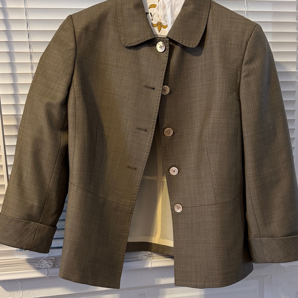 Brooks Brothers Womens Olive Green Button-Front Dress Jacket